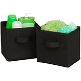 Honey-Can-Do SFT-02084 Mini Soft Fabric Storage Bin, 2-Pack, Black, 7 by 7 by 5.75-Inch