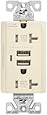Cooper Wiring Devices TR7746LA-BOX Combination USB Charger with Tamper Resistant Receptacle and Box, 20-Amp, Light Almond Finish