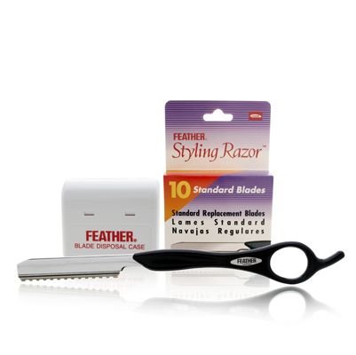 Feather Styling Razor 3 Piece Set Includes: Styling Razor + 10 Replacement Blades + Disposable Container