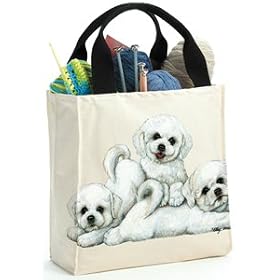 Bichon Frise Puppy Dog Canvas Tote Bag Purse by Leslie Anderson Puppies