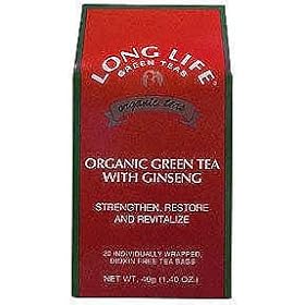 LONG LIFE TEAS, Organic Green Tea w/Ginseng - 20 bags