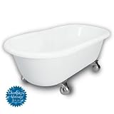 American Bath Factory B1-3700-WW-DM7-M2-35-SN-C1-CD Madeline Double Ended Clawfoot Bathtub in White,