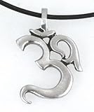 Pewter Ohm Om Yoga Buddha Namaste Pendant on Leather Necklace