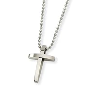 Men's Stainless Steel Brushed and Polished Cross Necklace