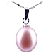 AugustinaJewelry Freshwater Cultured Oval Shape 9-10mm lavender Pearl Pendant with 18K White Gold, 16" Sterling Silver 1MM Cable Chain