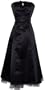 50's Strapless Satin Formal Bridesmaid Gown Holiday Prom Dress, XL, Black