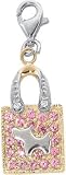 Shopping Bag Charm, 14K White Gold with Diamonds