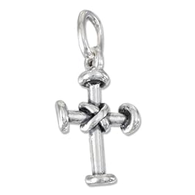 STERLING SILVER ANTIQUED CROSS CHARM WITH CENTER WRAP