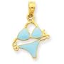 14k Aqua Enameled Bikini Bathing Suit Pendant