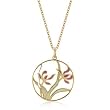 Round 14kt Gold-Plated Floral Pendant with Chain