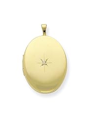 Gold Plated Sterling Silver & Diamond 20mm D/C Oval Locket