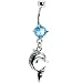 Aquamarine Cubic Zirconia Dolphin Charm Belly Ring