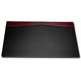 DACASSO Burgundy Contemporary Leather 34" x 20" Top-Rail Desk Pad