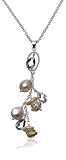 Sterling Silver, Freshwater Cultured Pearl and Cubic Zirconia Drop Pendant, 18