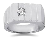 0.50 CTW Men's Diamond Ring in 14K White Gold