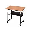 MiniMaster II FourPost White Drafting Table Cherry Woodgrain Top/Black Base
