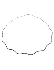 14 Karat White Gold Wave Omega Necklace (16 inch)