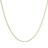 Duragold 14k Yellow Gold Solid Diamond-Cut Rope Chain Necklace (1.5mm), 18