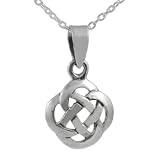 Sterling Silver Celtic Weaved Clover Pendant with 18 inch Cable Chain