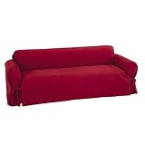 Classic Slipcovers Heavy Microsuede Sofa Slipcover, Burgundy