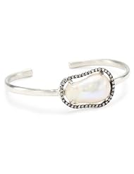 Jordan Alexander "Slice" Silver and Exterior White Pearl Slice and Diamond Bangle Bracelet