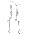 Sterling Silver Star and Diamond Shape Dangle Earrings