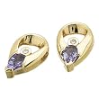 14K Yellow Gold Tanzanite and Diamond Earrings