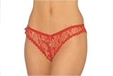 Crotchless Lace Panty with Gold Locket. One Size in Black, White, Jade or Red.