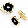 14Kt Yellow Gold Square Shape Black Onyx and Diamond Cufflinks