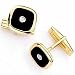 14Kt Yellow Gold Square Shape Black Onyx and Diamond Cufflinks