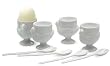 RSVP Porcelain 8 pc Egg Cup & Spoon Set in White NEW