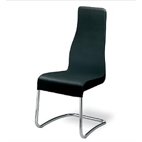 Euro Style 370527 Miss Leather Chair Black Leather Chrome 2 Pack by Euro Style