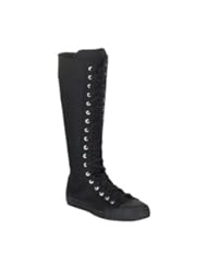 MENS Casual Canvas Knee Boot Black White Punk Rocker Emo Size: 10 Colors: Black