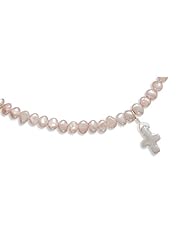 Genuine Elegante Necklace. 13"+2" Extension Cultured Freshwater Pearl Necklace with Pearl Cross. 100% Satisfaction Guaranteed.