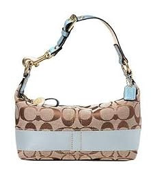 Coach Signature Stripe Top Handle Pouch Bag 41617 Blue