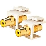 RCA Jack-To-Jack Keystone - Yellow Band - White