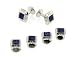 Silver plated set of cufflinks and shirt studs with sodalite with presentation box. Made in the U.S.A