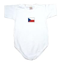 BABY BODYSUIT WHITE FLAG " CZECH REPUBLIC " 0 - 3 Months