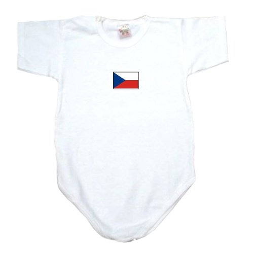 BABY BODYSUIT WHITE FLAG " CZECH REPUBLIC " 0 - 3 Months