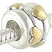 Sterling 14k Gold Heart Bead Fits European Charm Bracelet
