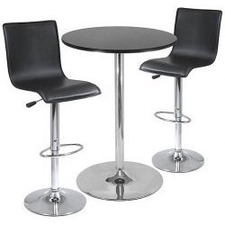3-Pc Bar Table Set - Comes with 2 Bar Chairs (Black Chrome) (Sizes Vary) by Bar Stools