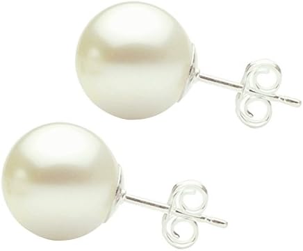 Freeman Jewels Sterling Silver Freshwater Cultured Shell Pearl Earrings Round Ball Studs(6mm)