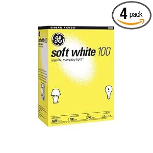 GE Lamps 41036 100-Watt A19, Soft White, 4 Pack by General Electric