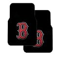 Set of 2 MLB Major League Baseball Licensed Universal-Fit Molded Front Rubber Floor Mats and Set of 2 MLB Licensed Universal-Fit Front Bucket Seat Cover – Boston Red Sox