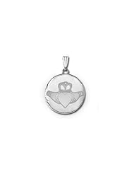 14k White Gold Round Celtic Claddagh Locket 3/4 in x 3/4 in