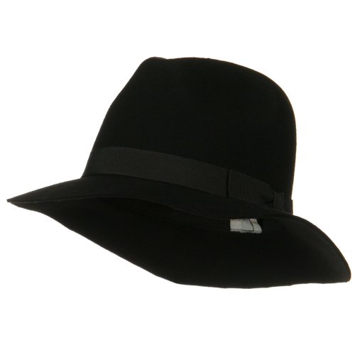 Grosgrain Band Wool Felt Fedora - Black W19S45E
