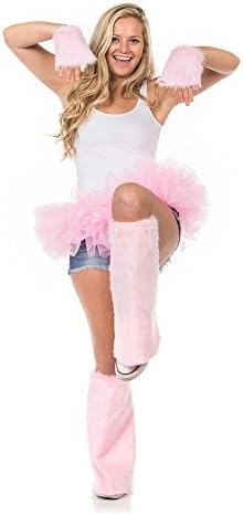 Fluffy Furry Leg and Hand Warmers with Tutu (Candy Pink)