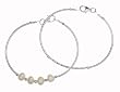 Sterling Silver Two Piece Toddler Bracelet Set with Freshwater Pearls and Diamond Cut Design