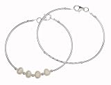 Sterling Silver Two Piece Toddler Bracelet Set with Freshwater Pearls and Diamond Cut Design