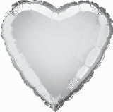 12 Mylar/Foil Balloons Lot Wedding/Party-Heart- 18" - Silver